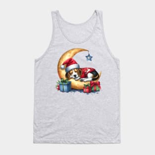 Beagle Dog On The Moon Christmas Tank Top